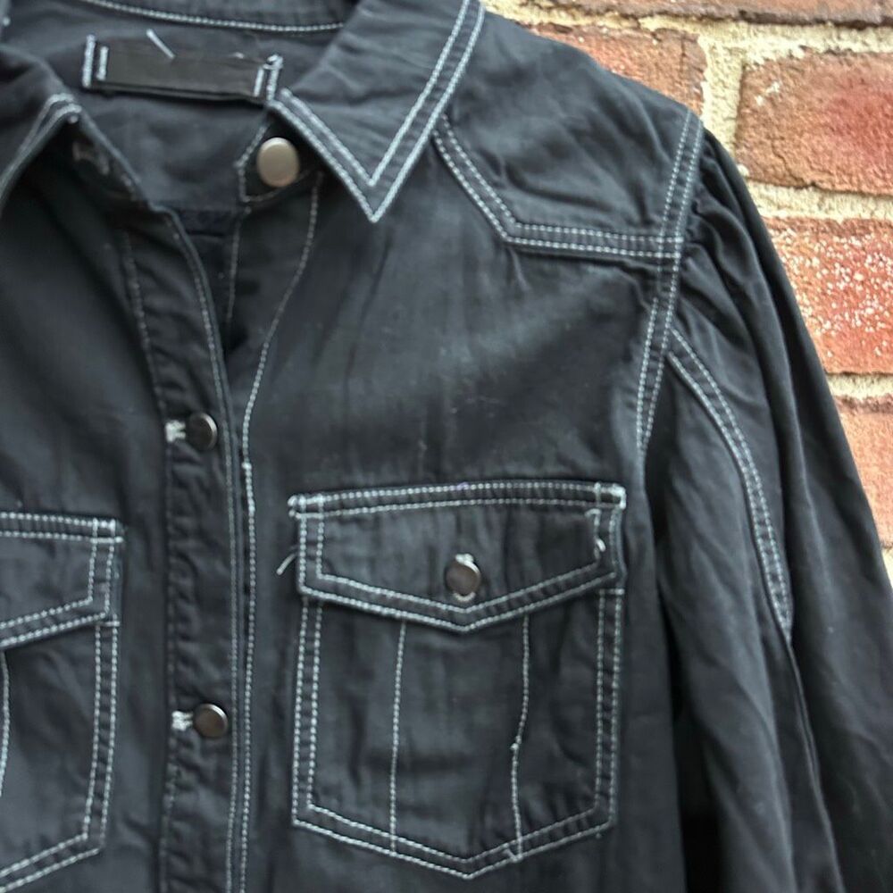 Free People We The Free With Love Denim Overshirt Jacket Black Womens small NEW - Picture 4 of 8